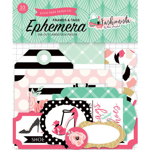 Echo Park - Fashionista Collection - Ephemera - Frames and Tags