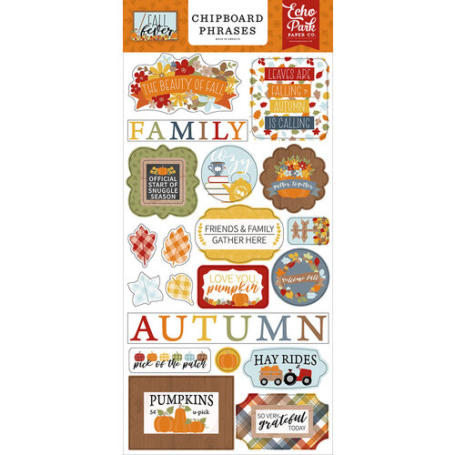Echo Park - Fall Fever Collection - Chipboard Embellishments - Phrases