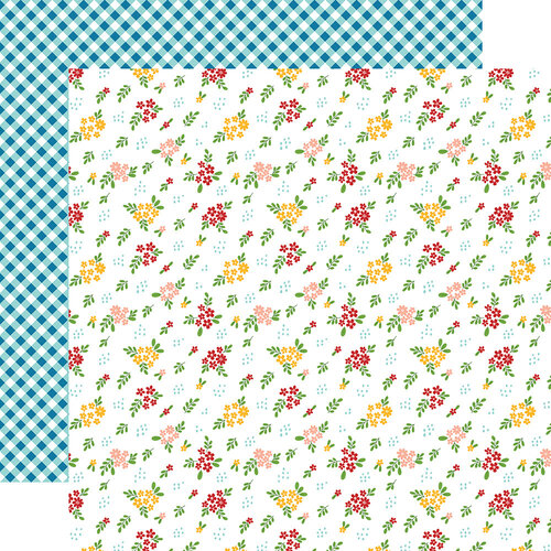 Echo Park - Fun On The Farm Collection - 12 x 12 Double Sided Paper - Farm Flowers