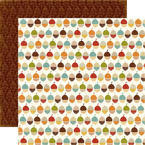 Echo Park - Fall is in the Air Collection - 12 x 12 Double Sided Paper - Harvest Acorns