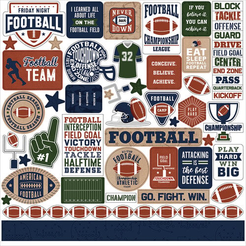 Echo Park - Football Collection - 12 x 12 Cardstock Stickers - Elements