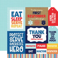 Echo Park - First Responder Collection - 12 x 12 Double Sided Paper - Multi Journaling Cards