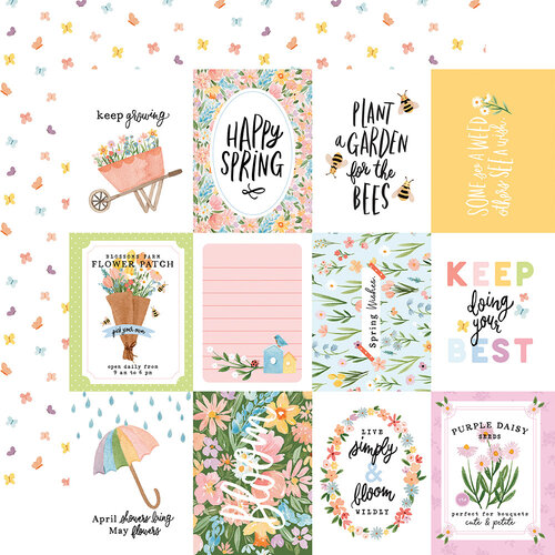 Echo Park - My Favorite Spring Collection - 12 x 12 Double Sided Paper - 3 x 4 Journaling Cards