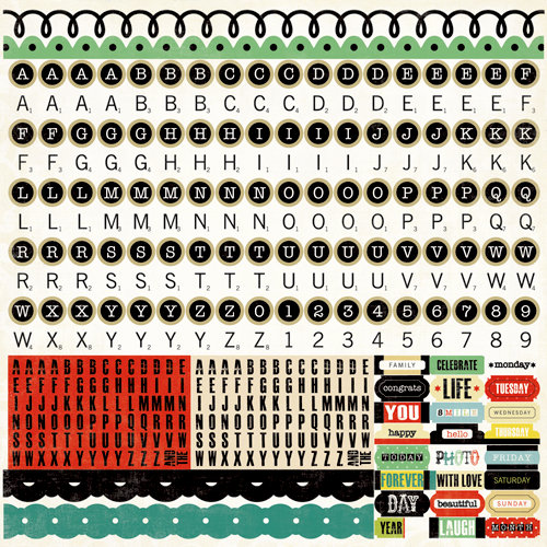 Echo Park - For The Record Collection - 12 x 12 Cardstock Stickers - Alphabet