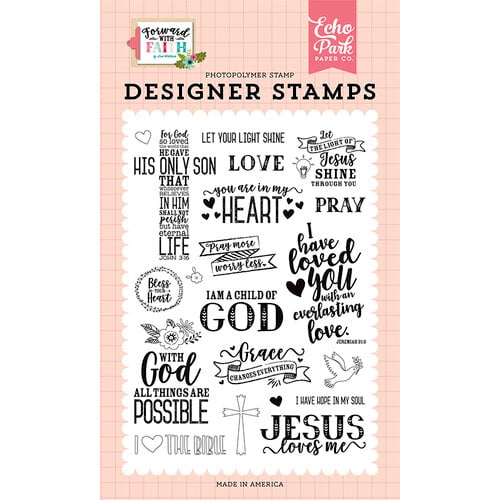 Echo Park - Forward With Faith Collection - Clear Photopolymer Stamps - Jesus Loves Me