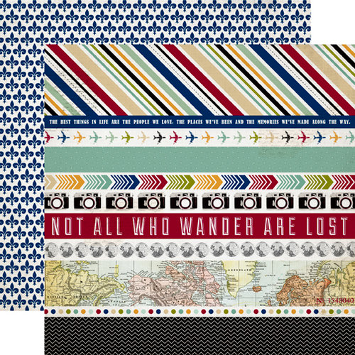 Echo Park - Getaway Collection - 12 x 12 Double Sided Paper - Border Strips