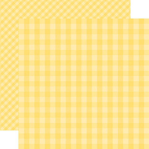Echo Park - Dots and Stripes Gingham Collection - Spring - 12 x 12 Double Sided Paper - Banana Cream Gingham