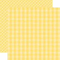 Echo Park - Dots and Stripes Gingham Collection - Spring - 12 x 12 Double Sided Paper - Banana Cream Gingham