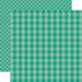 Echo Park - Dots and Stripes Gingham Collection - Summer - 12 x 12 Double Sided Paper - Sea Turtle Gingham