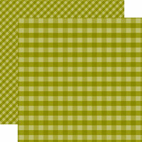 Echo Park - Dots and Stripes Gingham Collection - Autumn - 12 x 12 Double Sided Paper - Green Gingham