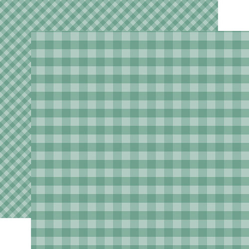 Echo Park - Dots and Stripes Gingham Collection - Autumn - 12 x 12 Double Sided Paper - Teal Gingham