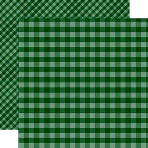 Echo Park - Dots and Stripes Gingham Collection - Christmas - 12 x 12 Double Sided Paper - Dark Green Gingham
