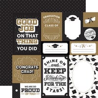 Echo Park - Graduation Collection - 12 x 12 Double Sided Paper - Multi Journaling Cards