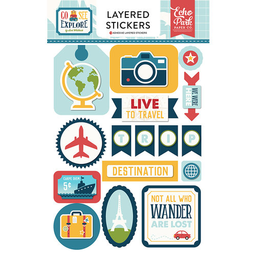 Echo Park - Go See Explore Collection - Layered Cardstock Stickers