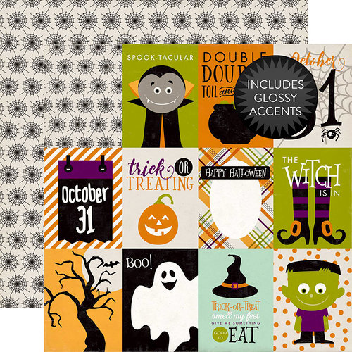 Echo Park - Halloween Collection - 12 x 12 Double Sided Paper - 3 x 4 Journaling Cards
