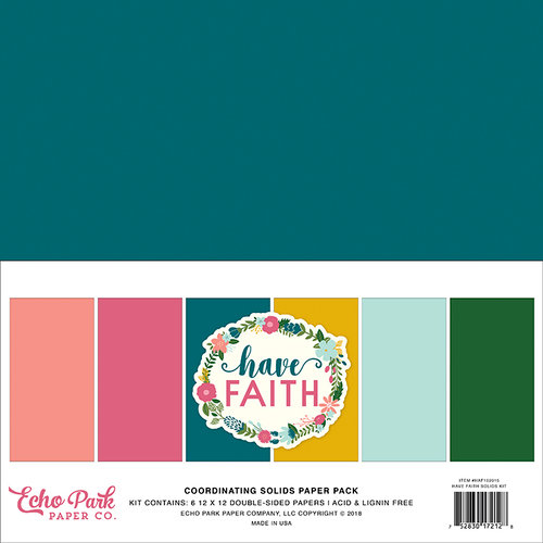 Echo Park - Have Faith Collection - 12 x 12 Paper Pack - Solids