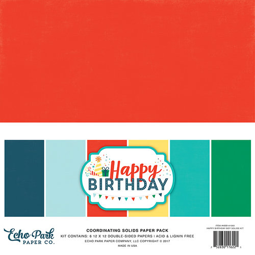 Echo Park - Happy Birthday Boy Collection - 12 x 12 Paper Pack - Solids