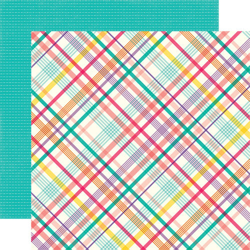 Echo Park - Happy Birthday Girl Collection - 12 x 12 Double Sided Paper - Party Plaid
