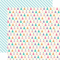Echo Park - Happy Birthday Girl Collection - 12 x 12 Double Sided Paper - Party Hats