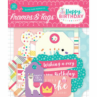 Echo Park - Happy Birthday Girl Collection - Ephemera - Frames and Tags