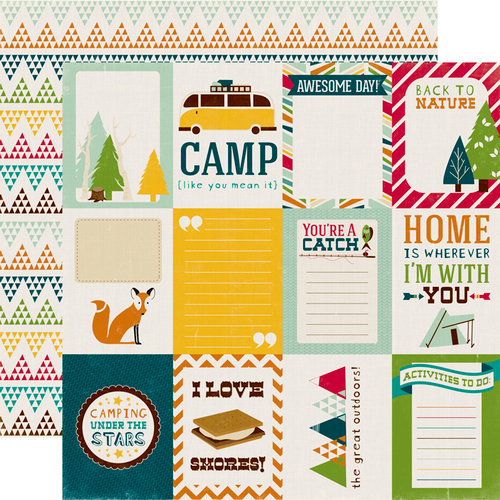 Echo Park - Happy Camper Collection - 12 x 12 Double Sided Paper - 3 x 4 Journaling Cards