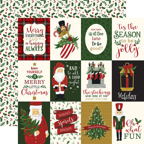 Echo Park - Christmas - Here Comes Santa Claus Collection - 12 x 12 Double Sided Paper - 3 x 4 Journaling Cards