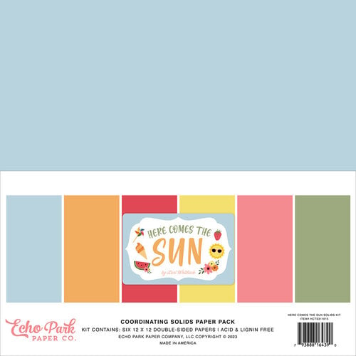 Echo Park - Here Comes The Sun Collection - 12 x 12 Paper Pack - Solids