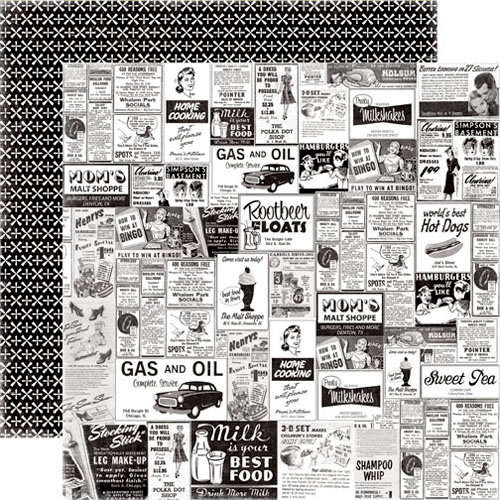 Echo Park - Happy Days Collection - 12 x 12 Double Sided Paper - Ads