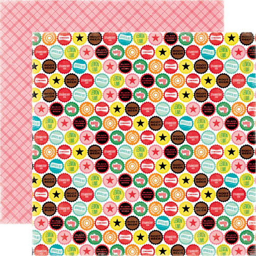 Echo Park - Happy Days Collection - 12 x 12 Double Sided Paper - Bottle Caps