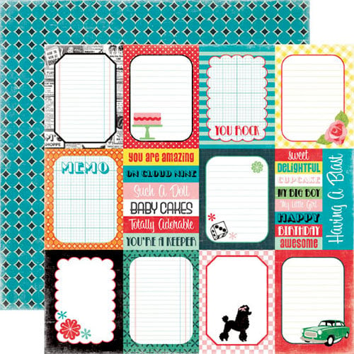 Echo Park - Happy Days Collection - 12 x 12 Double Sided Paper - Journaling Cards