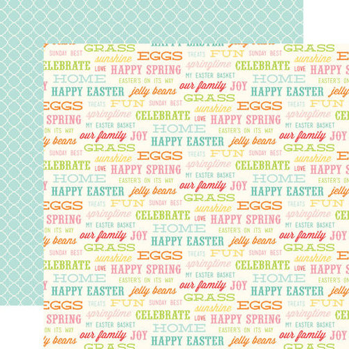 Echo Park - Happy Easter Collection - 12 x 12 Double Sided Paper - Easter Words