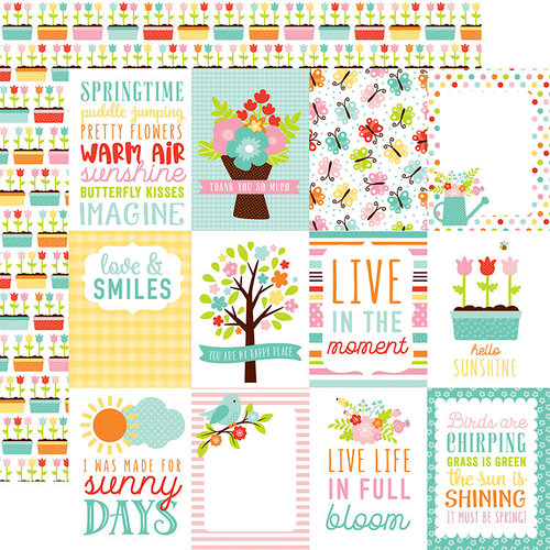 Echo Park - Hello Spring Collection - 12 x 12 Double Sided Paper - 3 x 4 Journaling Cards