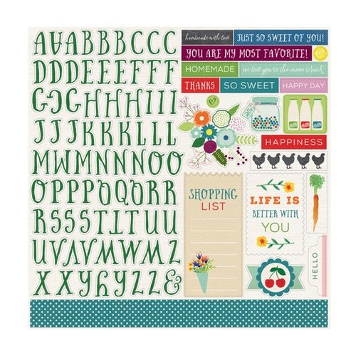 Echo Park - Homegrown Collection - 12 x 12 Cardstock Stickers - Alphabet