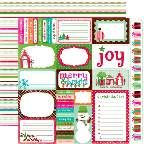 Echo Park - Holly Jolly Christmas Collection - 12 x 12 Double Sided Paper - Journaling Cards