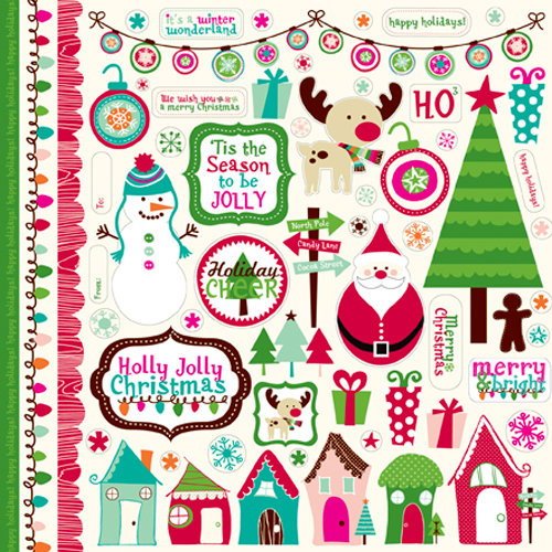 Echo Park - Holly Jolly Christmas Collection - 12 x 12 Cardstock Stickers - Elements