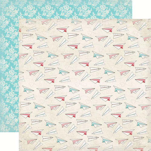 Echo Park - Head Over Heels Collection - 12 x 12 Double Sided Paper - Paper Airplanes