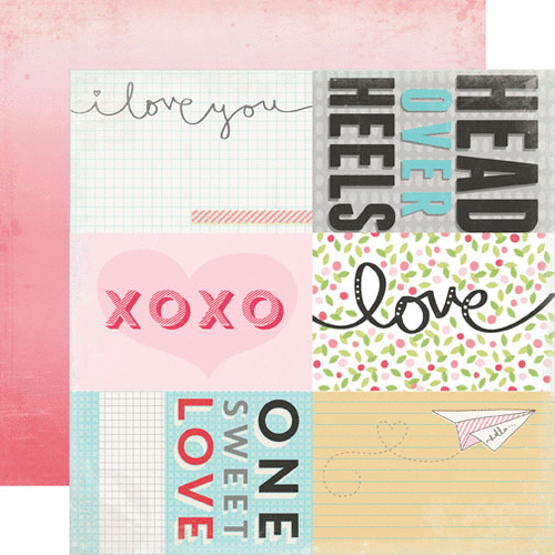 Echo Park - Head Over Heels Collection - 12 x 12 Double Sided Paper - Journaling Cards