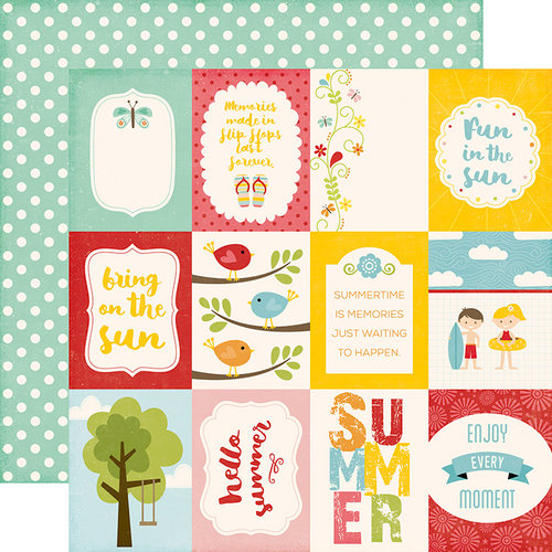 Echo Park - Happy Summer Collection - 12 x 12 Double Sided Paper - 3 x 4 Journaling Cards