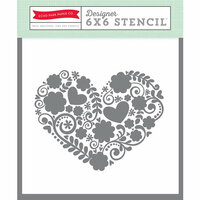 Echo Park - Happy Summer Collection - 6 x 6 Stencil - Floral Heart