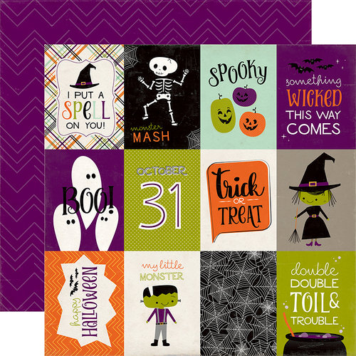 Echo Park - Halloween Town Collection - 12 x 12 Double Sided Paper - 3 x 4 Journaling Cards
