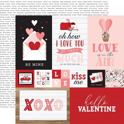 Echo Park - Hello Valentine Collection - 12 x 12 Double Sided Paper - Multi Journaling Cards