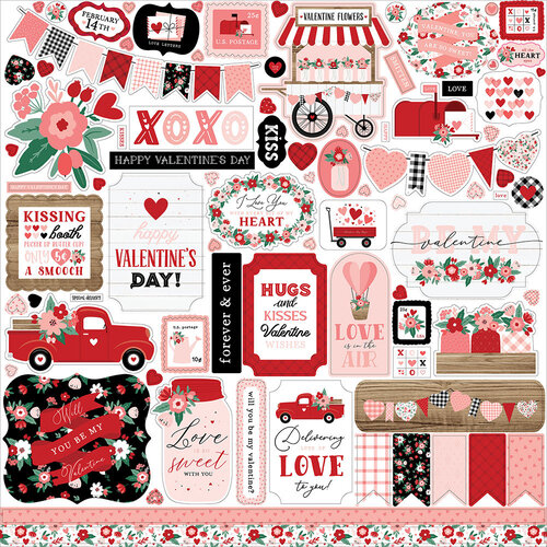 Echo Park - Hello Valentine Collection - 12 x 12 Cardstock Stickers - Elements