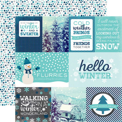 Echo Park - Hello Winter Collection - 12 x 12 Double Sided Paper - Journaling Cards