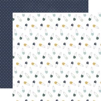 Echo Park - It's A Boy Collection - 12 x 12 Double Sided Paper - Diaper Pins