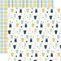 Echo Park - It's A Boy Collection - 12 x 12 Double Sided Paper - Outfits and Overalls