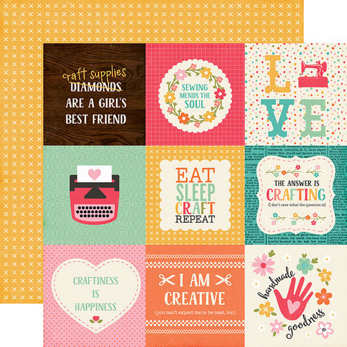 Echo Park - I'd Rather Be Crafting Collection - 12 x 12 Double Sided Paper - 4 x 4 Journaling Cards