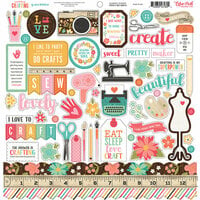 Echo Park - I'd Rather Be Crafting Collection - 12 x 12 Cardstock Stickers - Elements