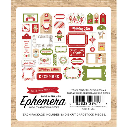 Echo Park - I Love Christmas Collection - Ephemera - Frames and Tags