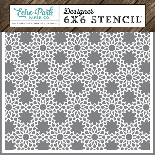 Echo Park - I Love Family Collection - 6 x 6 Stencil - Floral Lace