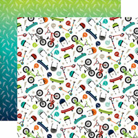 Echo Park - Imagine That Boy Collection - 12 x 12 Double Sided Paper - Pop a Wheelie
